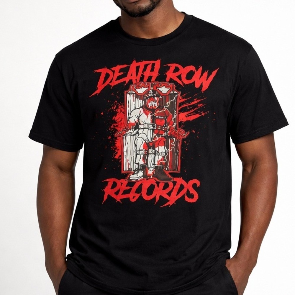 Death Row Records Black Graphic‎ T Shirt Blood Chair Print Size L